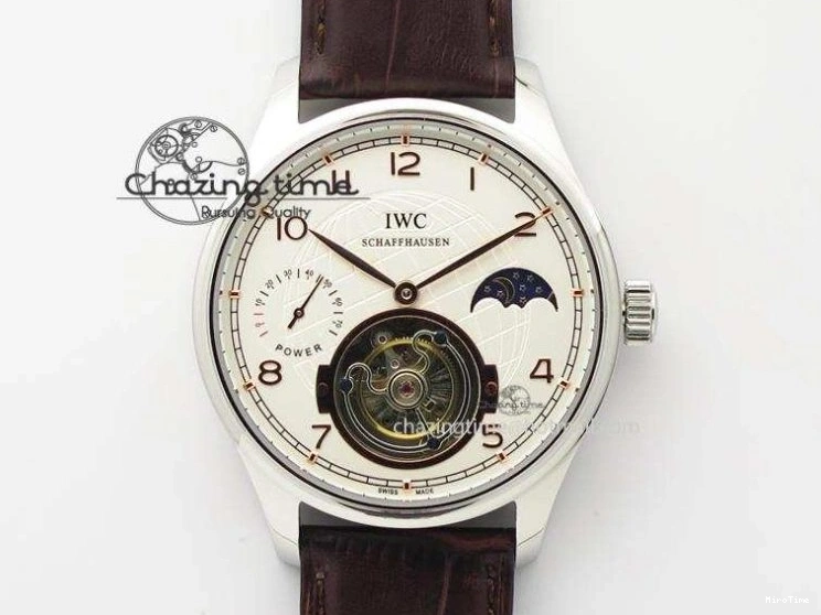 MIROTIME 0514 Portuguese Tourbillon IW5046 RG ZF Best Edition White Dial on Brown Leather Strap UrbanStyle 7144